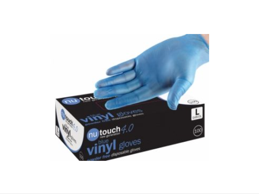 Nutouch 4.0 Blue Vinyl Powder Free Disposable Gloves