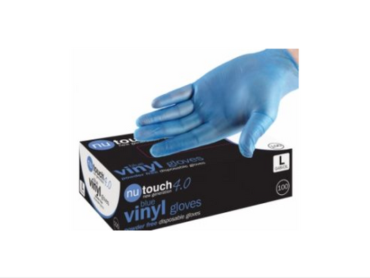 Nutouch 4.0 Blue Vinyl Powder Free Disposable Gloves