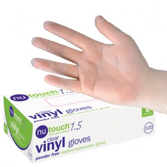 Nutouch 1.5 Clear Vinyl Powder Free Exam Gloves