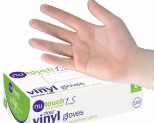 Nutouch 1.5 Clear Vinyl Powder Free Exam Gloves  SKU : 3ZGL04