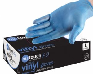 Nutouch 4.0 Blue Vinyl Powder Free Disposable Gloves  SKU : 3ZGL05